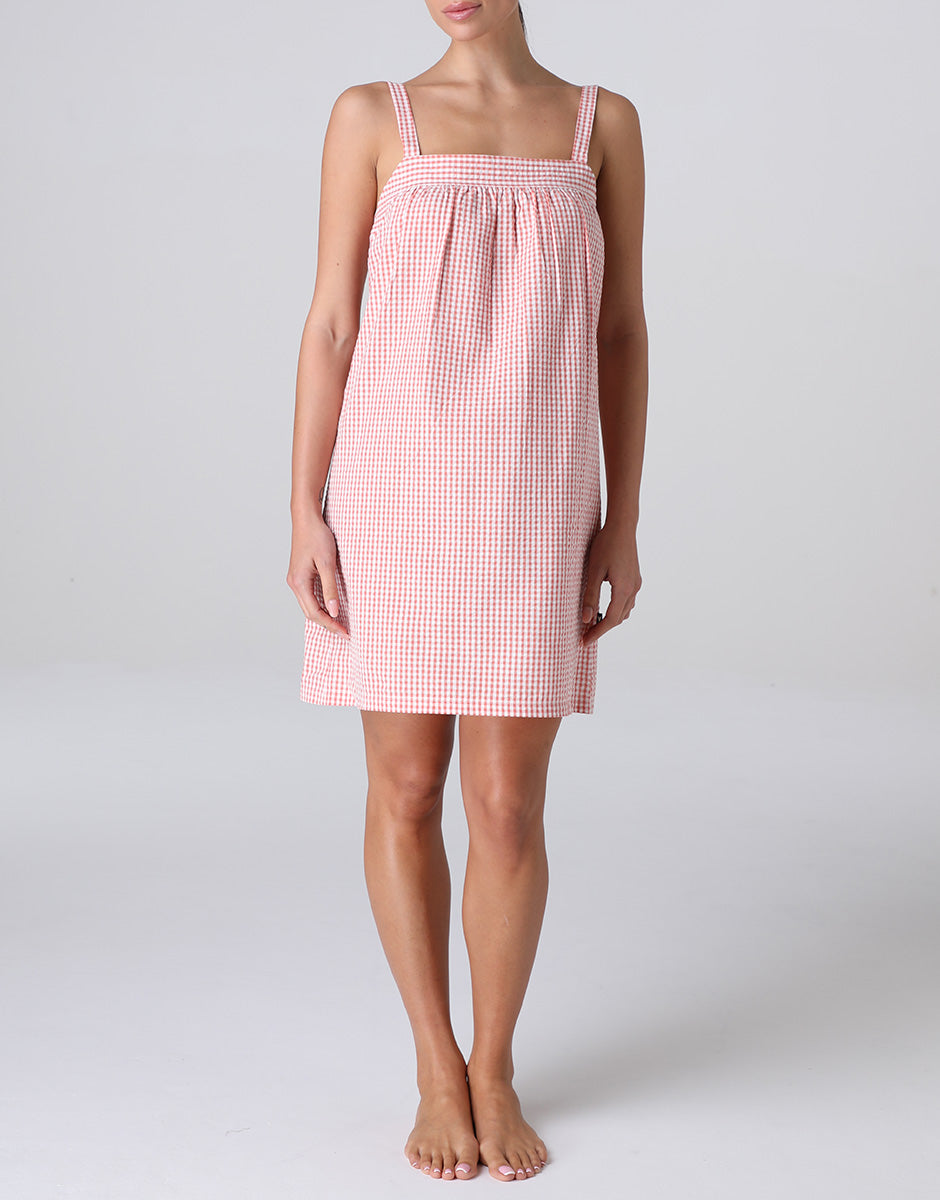 Lovable Basic Soul Camicia da Notte Smanicata Seersucker 2/S vichy terracotta