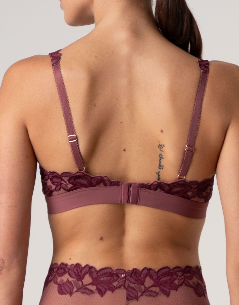 Lovable Garden Flowers Lace Elegant Muse reggiseno a vela amaranto e vinaccia