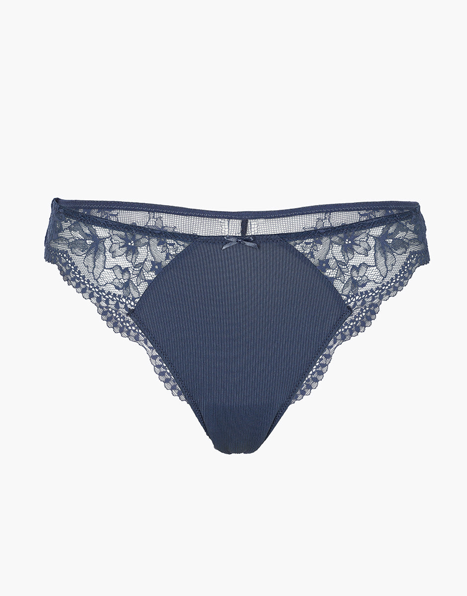 Lovable So Lacy Panties Casual Rib Lace brasiliano blu polvere