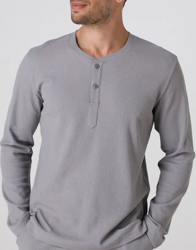 Lovable Basic Soul pigiama lungo serafino waffle grigio XXL