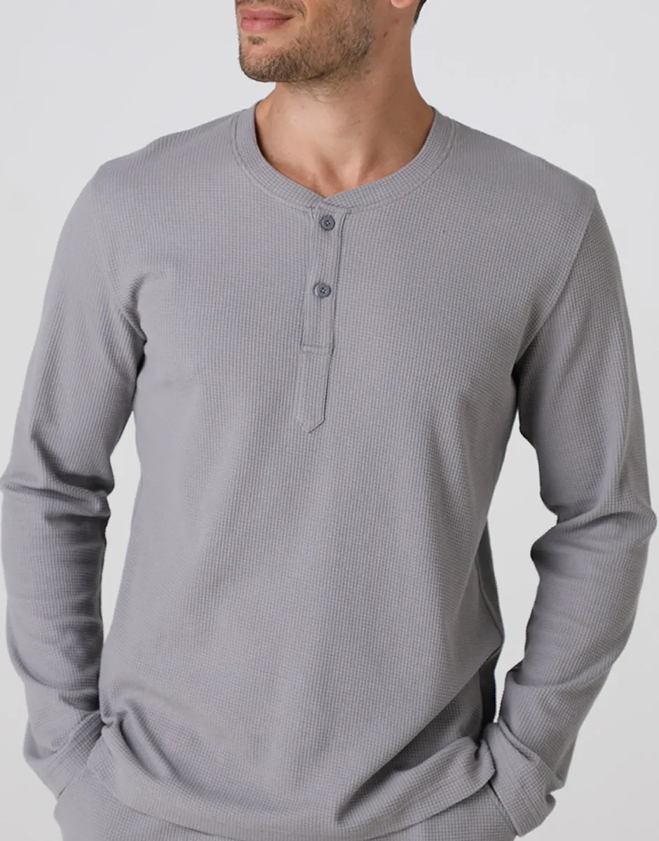 Lovable Basic Soul pigiama lungo serafino waffle grigio XXL