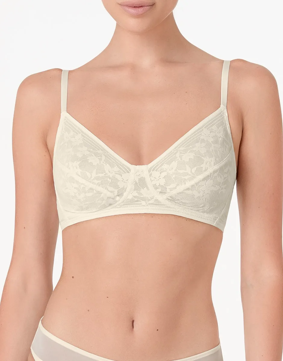 Lovable Garden Flowers Lace Reggiseno Triangolo senza Ferretto Blossom Lace avorio