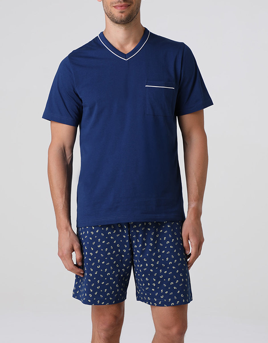 Lovable Basic Soul pigiama corto uomo in jersey blu notte