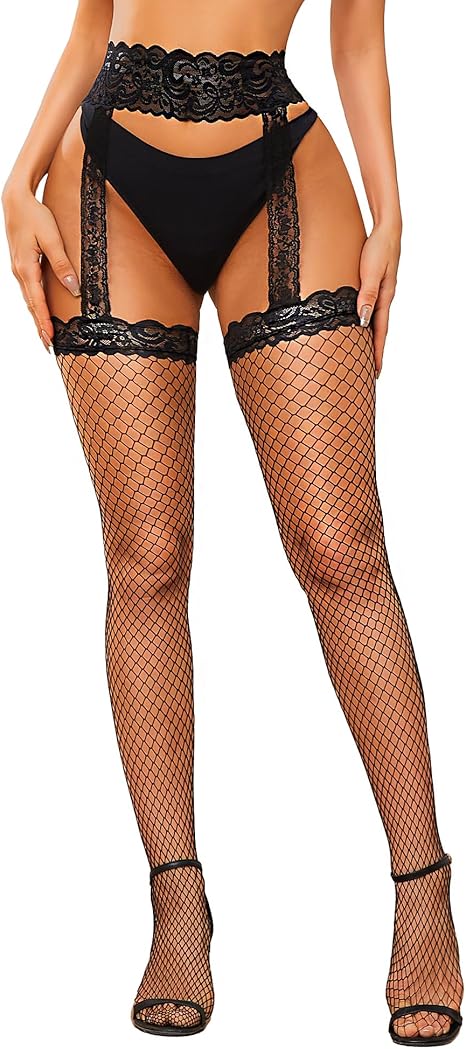 RSLOVE Stocking Lace Top Antiskid Silicone autoreggenti rete nere