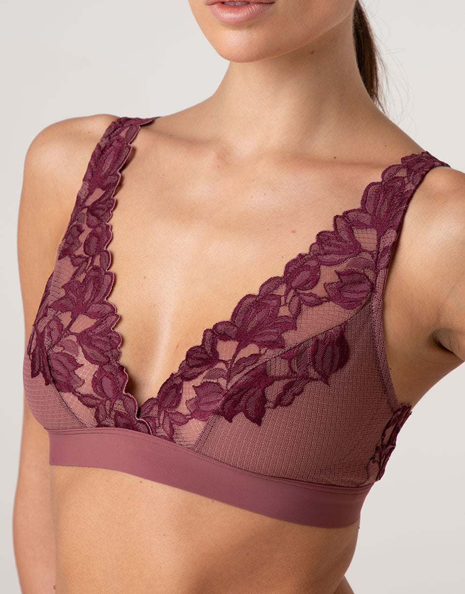 Lovable Garden Flowers Lace Elegant Muse reggiseno a vela amaranto e vinaccia
