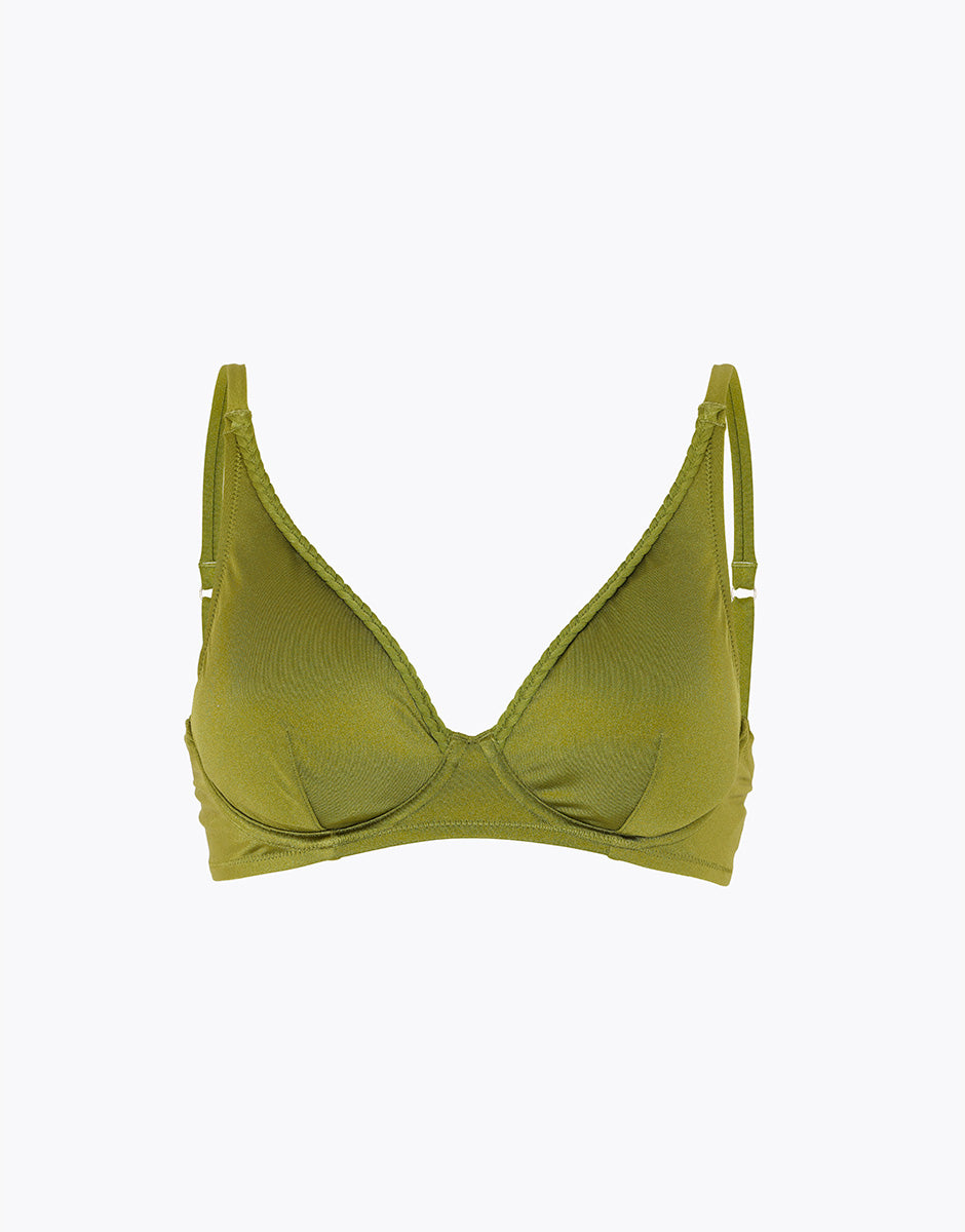 Lovable Glam Shiny Micro Costume Reggiseno Vela con Ferretto Braid Shiny Micro verde cardamomo imbottitura removibile