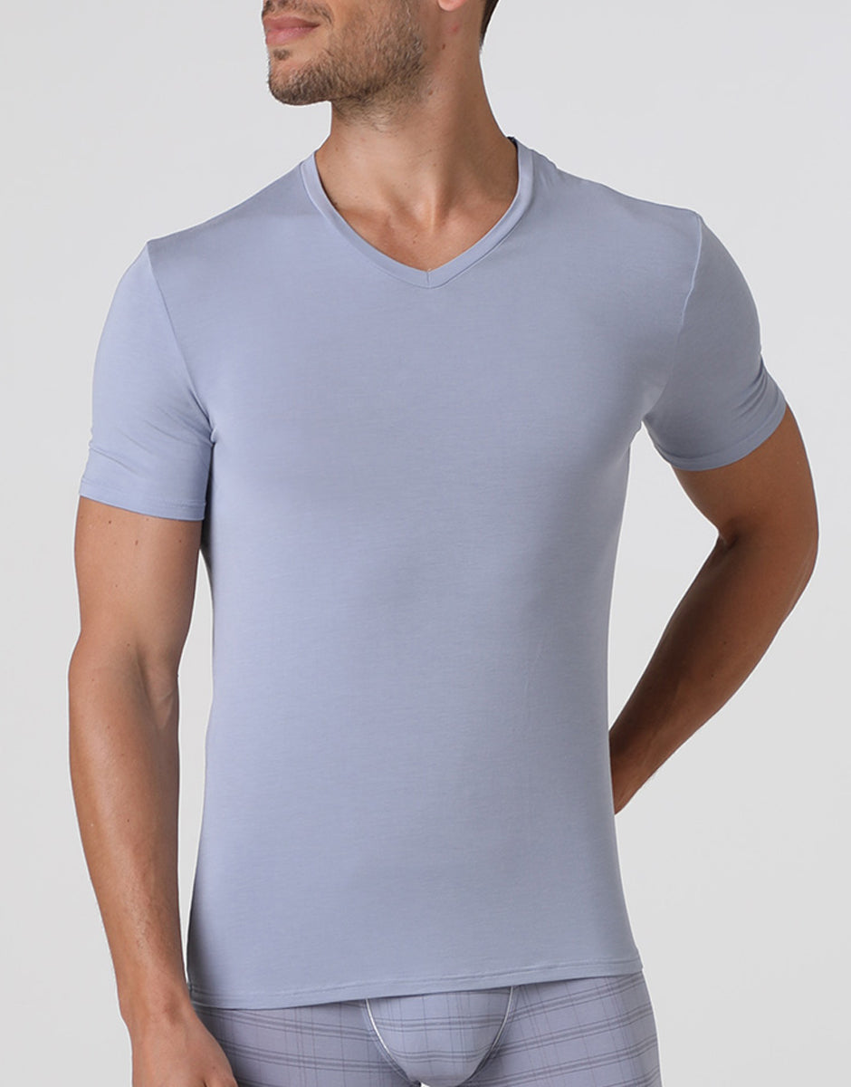 Lovable Value Elegance T-shirt uomo scollo a V grigio chiaro