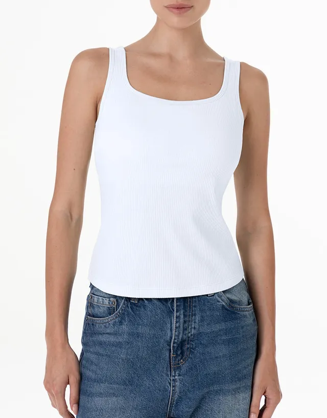 Lovable Basic Soul Canotta in cotone a costine bianca con coppe imbottite