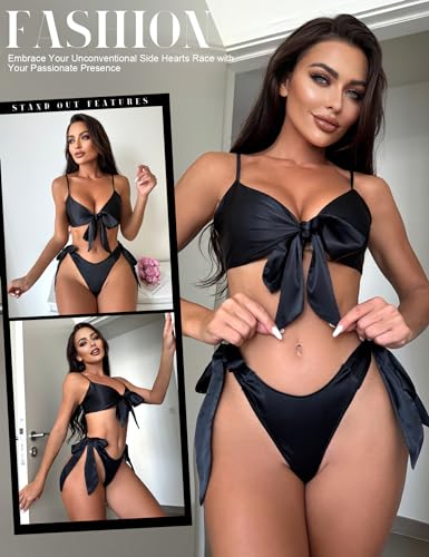 RSLOVE Bra & Panty Sets Satin Bow Tie Front completo lingerie Blu taglie S-XXL satinato