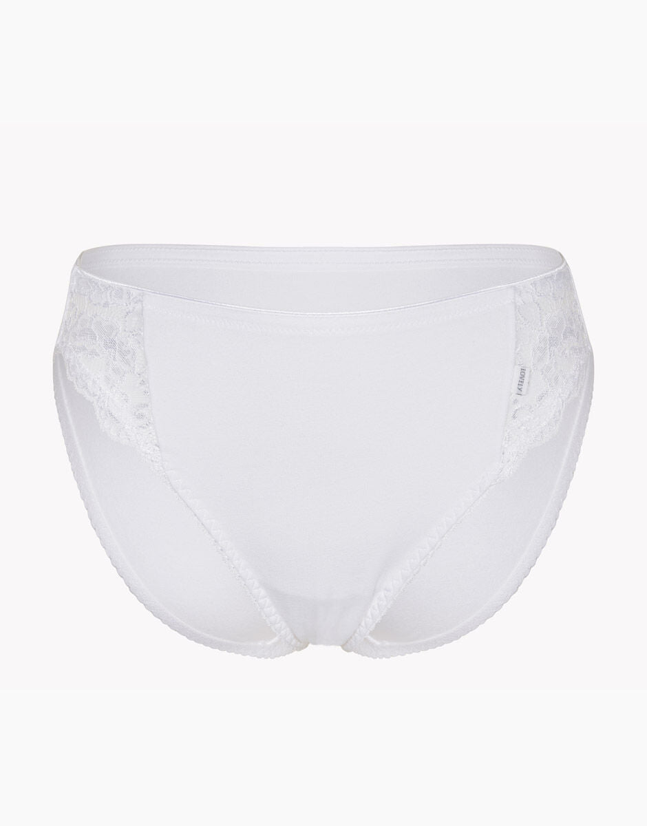 Lovable Lovely slip mini sgambato bianco in cotone elasticizzato con pizzo
