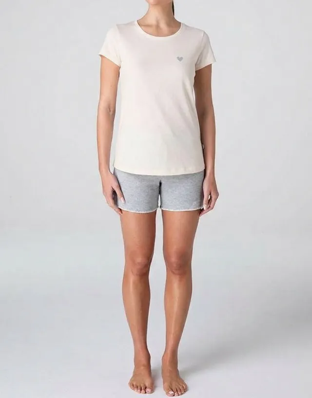 Lovable Basic Soul Pigiama corto girocollo in jersey bianco seta