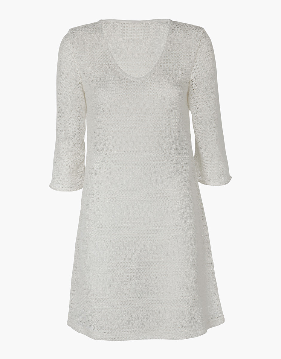 Lovable Basic Soul Vestito manica ¾ in crochet abito mare bianco seta