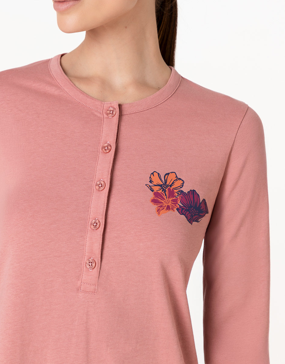 Lovable Basic Soul camicia da notte manica lunga rosa polvere