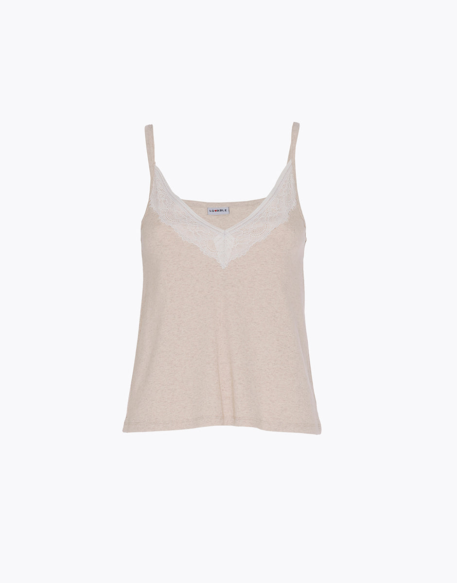Lovable Basic Soul top con spalline beige melange pizzo