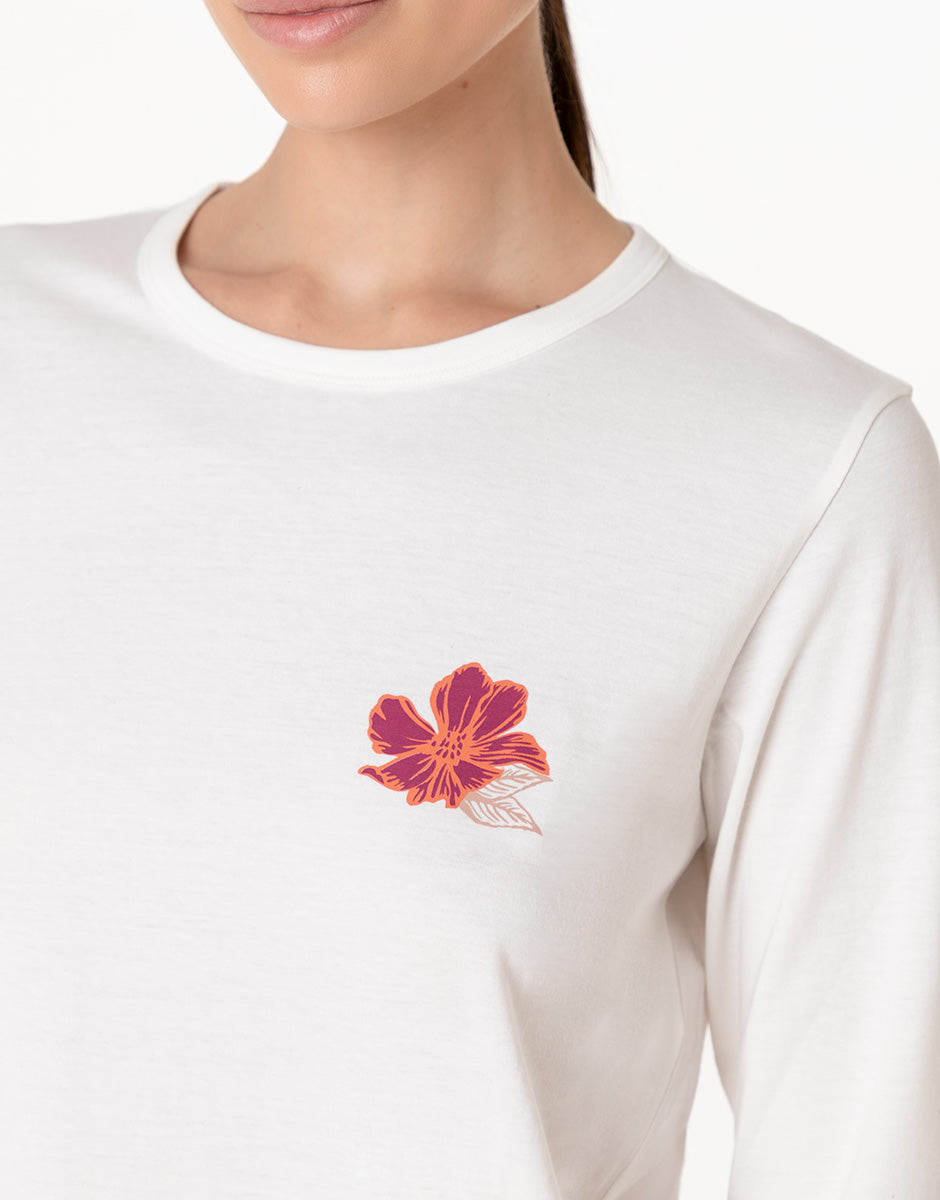 Lovable Basic Soul Pigiama lungo girocollo pigiama bianco latte stampato