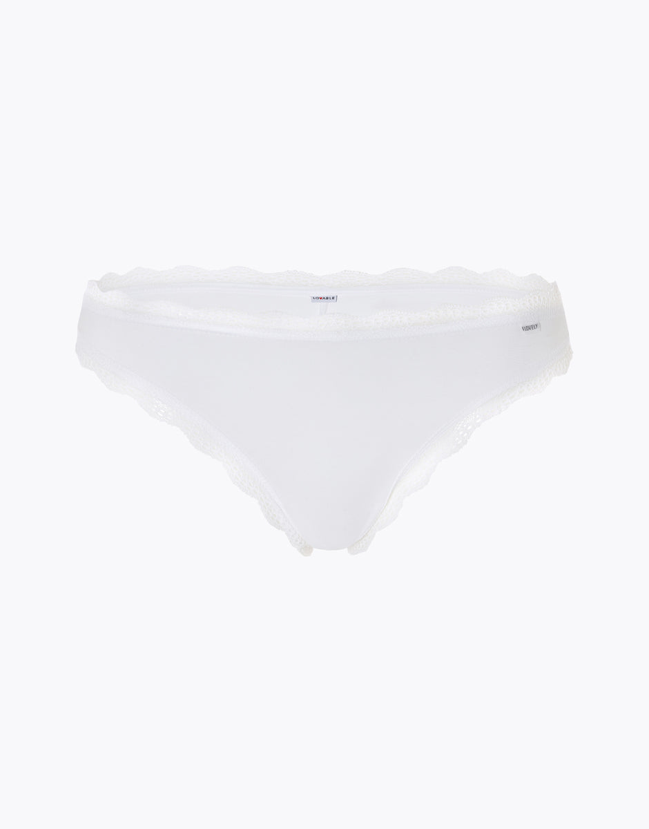 Lovable Lovely brasiliano in cotone elasticizzato bianco taglia 3/M con pizzo
