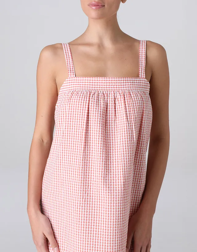 Lovable Basic Soul Camicia da Notte Smanicata Seersucker 2/S vichy terracotta