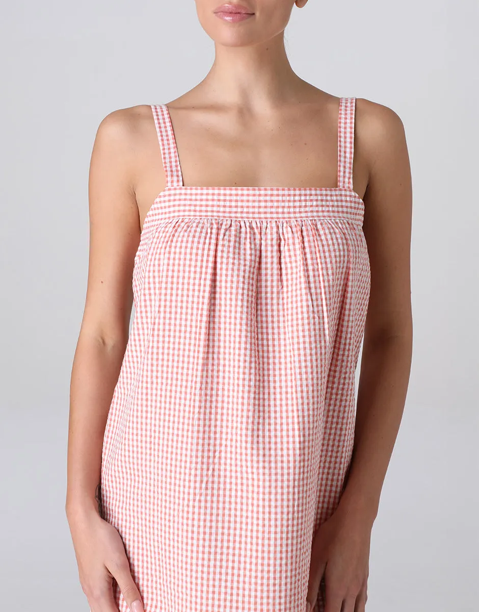 Lovable Basic Soul Camicia da Notte Smanicata Seersucker 2/S vichy terracotta