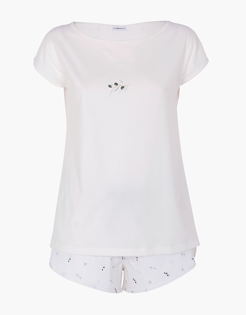 Lovable Basic Soul pigiama corto girocollo jersey viscosa bianco latte fresco