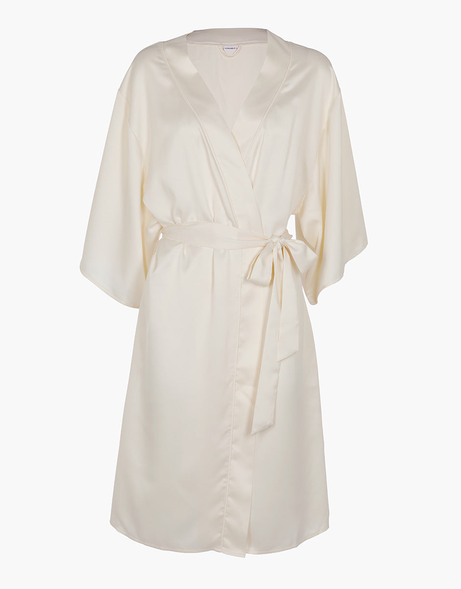 Lovable Basic Soul vestaglia in satin bianco latte