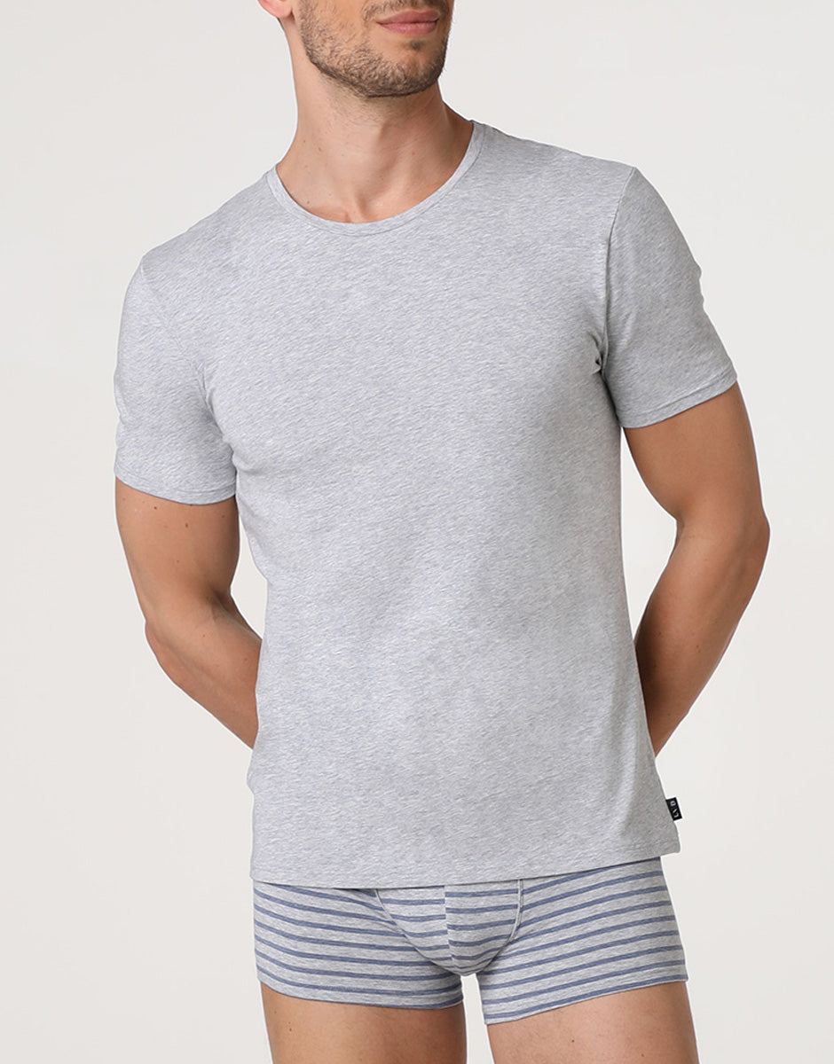 Lovable Basic Soul Jacquard Cotton Modal T-shirt girocollo grigio melange