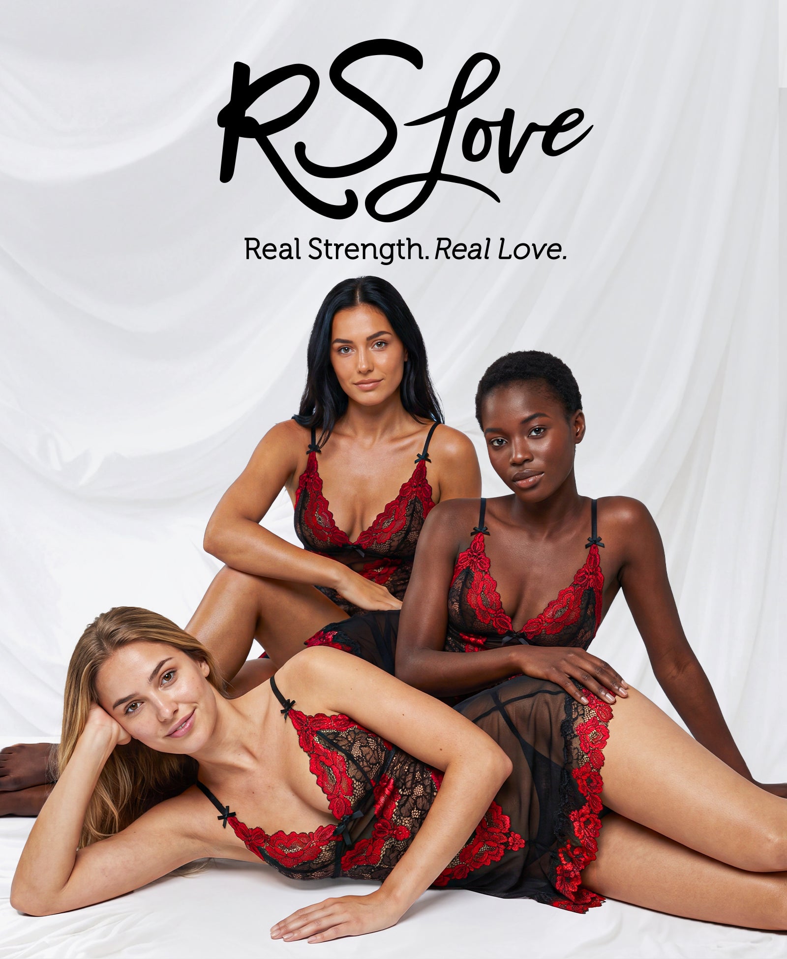 RSLOVE Babydoll Embroidered Lace Babydoll babydoll rosso con perizoma