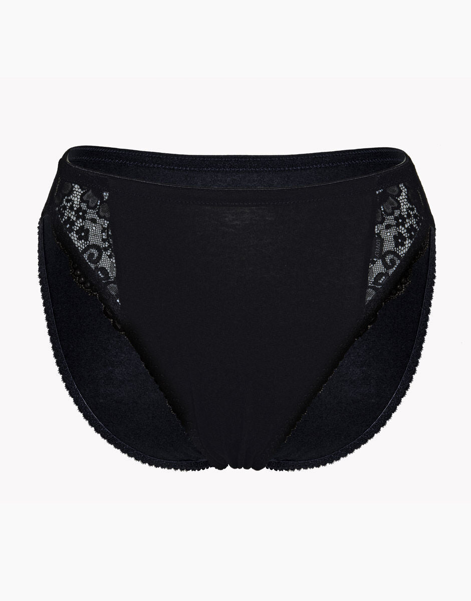 Lovable Lovely slip mini sgambato nero charme in cotone elasticizzato con pizzo
