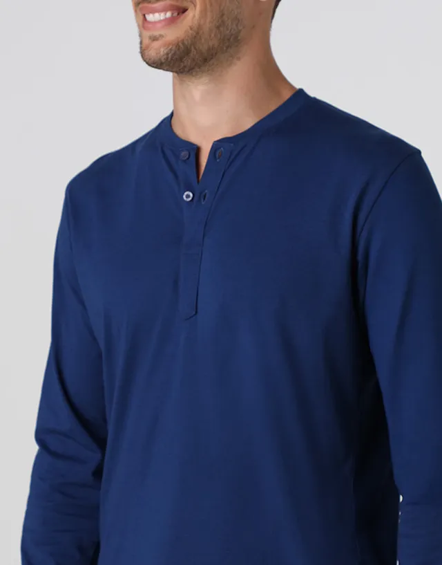 Lovable Basic Soul pigiama lungo Serafino blu notte 3/S jersey cotone