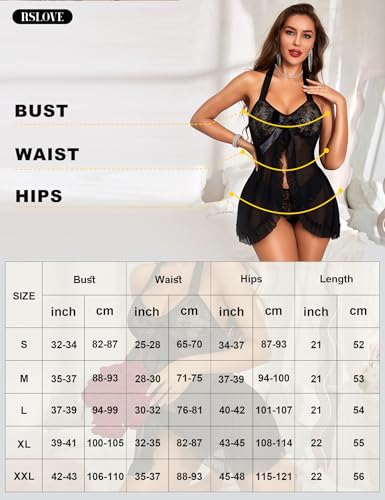 RSLOVE Babydoll Lace Babydoll con apertura frontale nero
