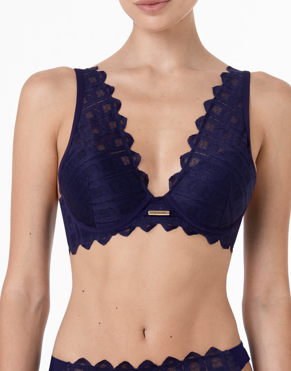 Lovable Garden Flowers Lace L’Allure reggiseno a vela push-up viola scuro