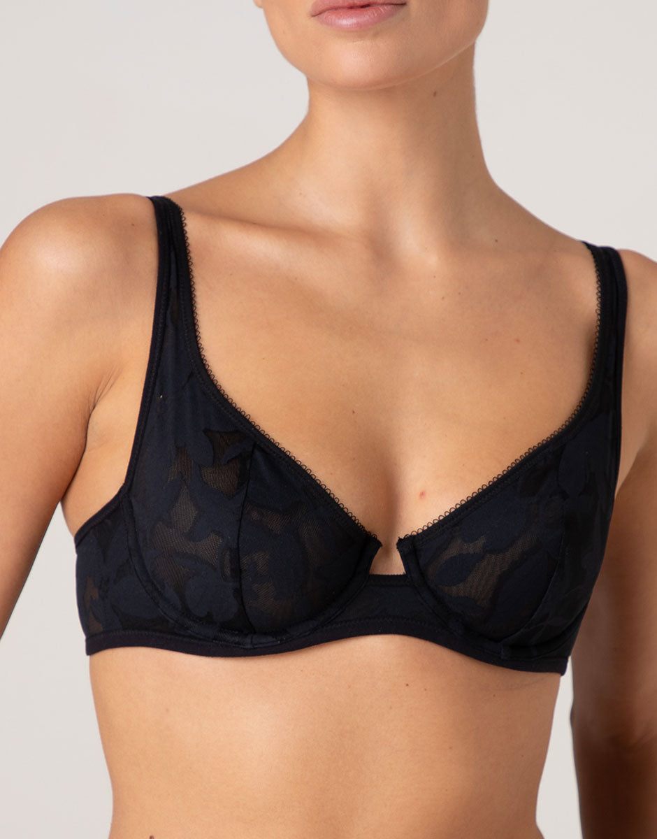 Lovable Garden Flowers Lace Modern Bloom Lace reggiseno balconcino nero