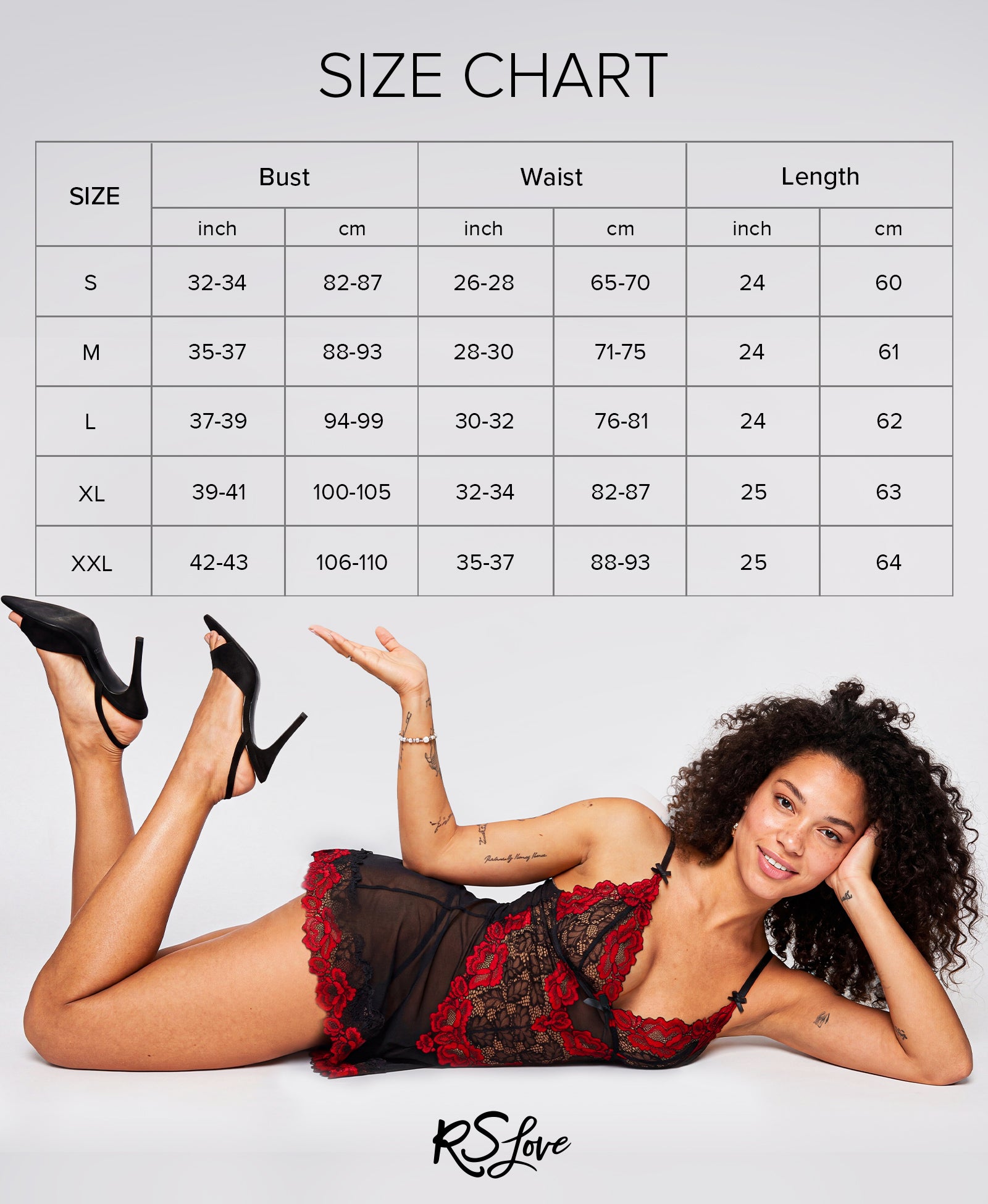 RSLOVE Babydoll Embroidered Lace Babydoll babydoll rosso con perizoma