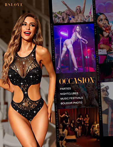 RSLOVE Teddy body in rete con strass nero taglia unica