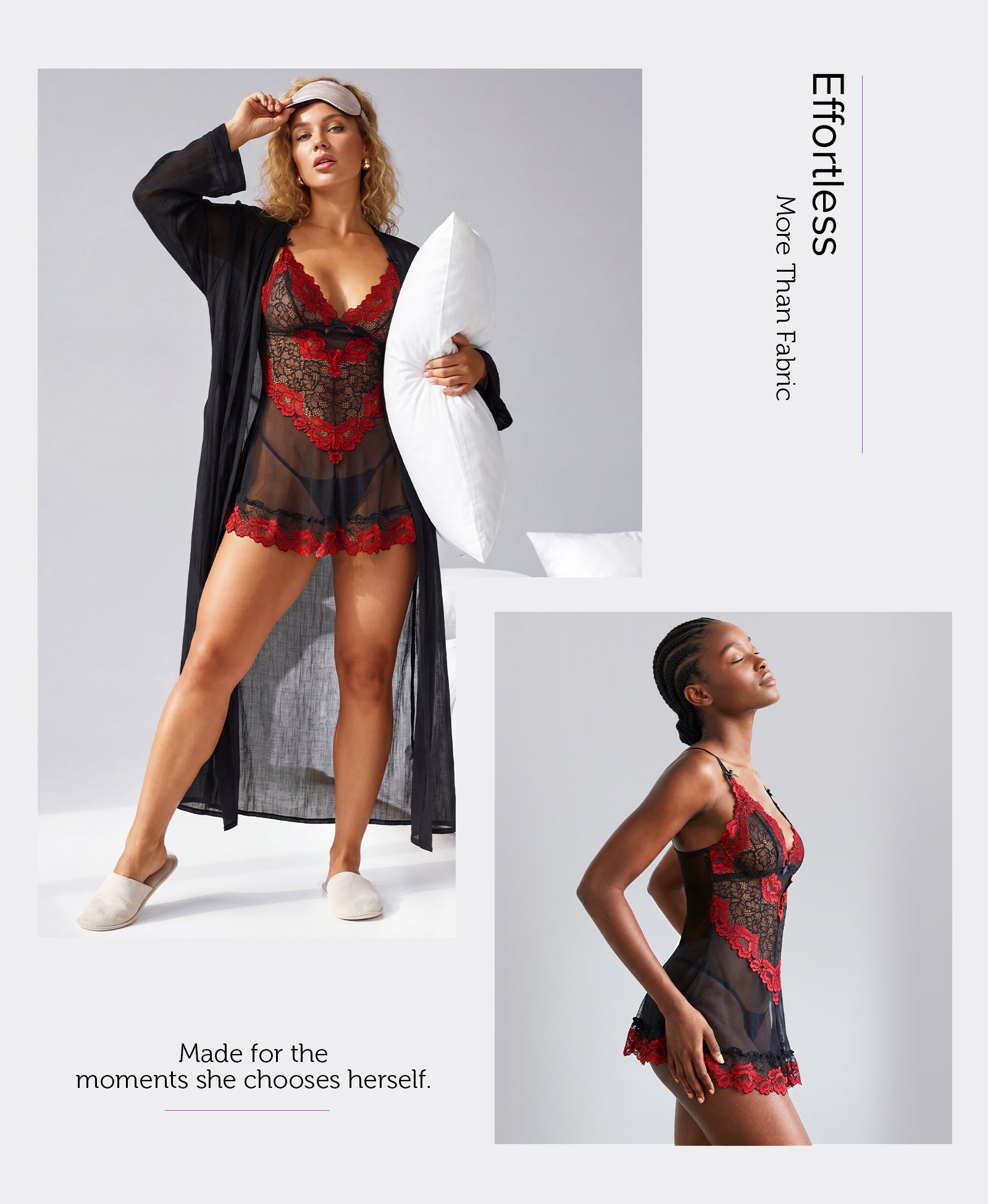 RSLOVE Babydoll Embroidered Lace Babydoll babydoll rosso con perizoma