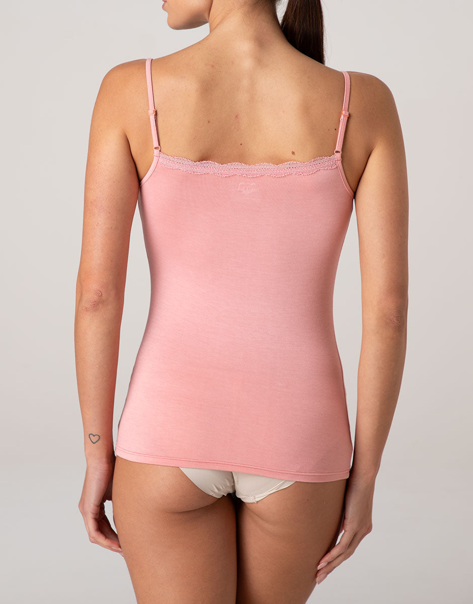 Lovable Basic Soul top in viscosa con pizzo rosa