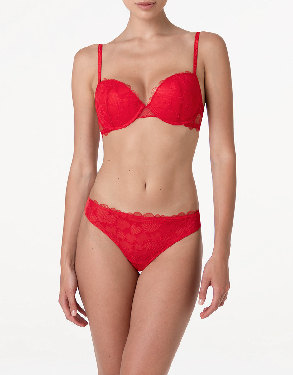 Lovable Garden Flowers Lace Romance Hearts reggiseno push-up rosso