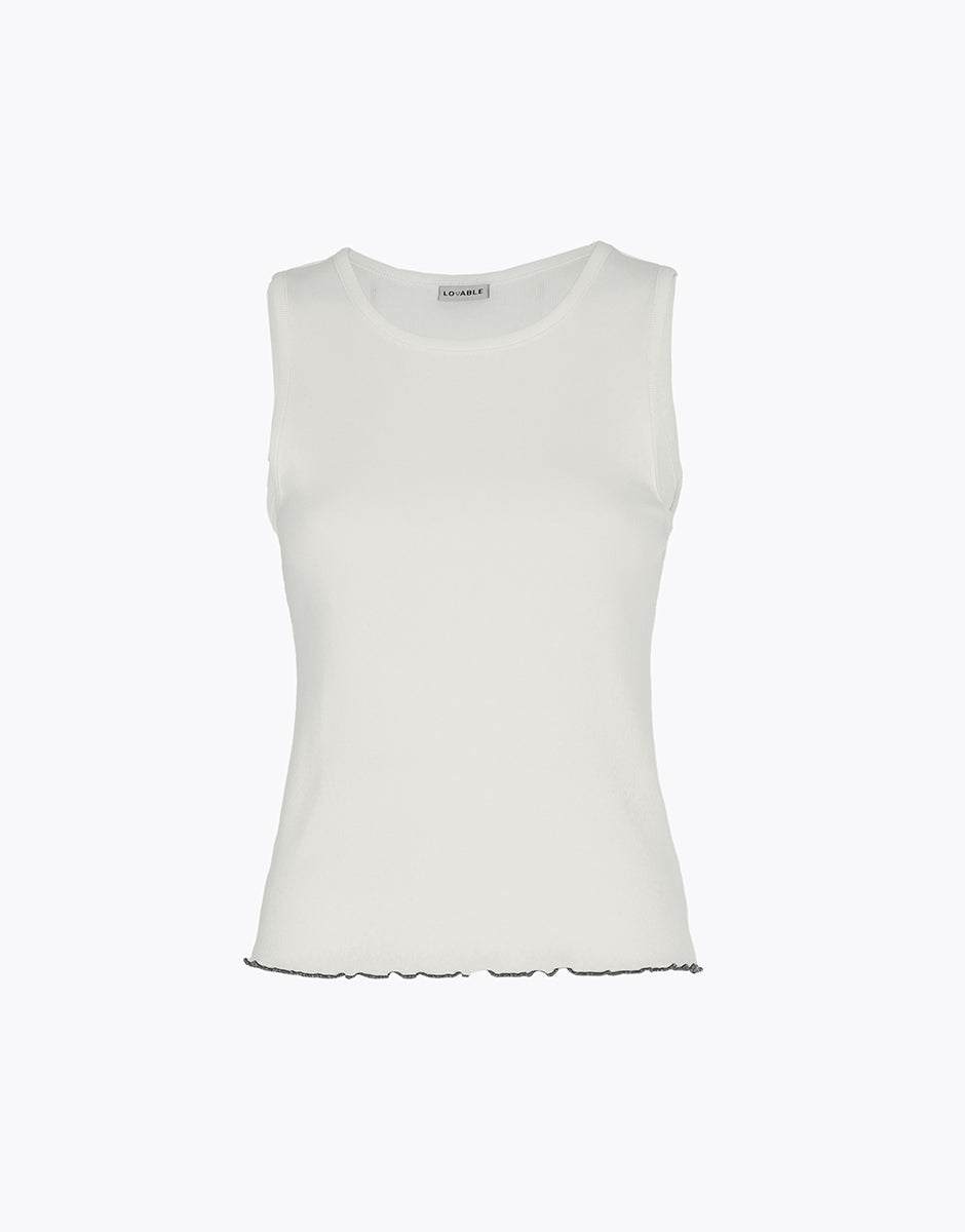 Lovable Basic Soul canotta girocollo bianco latte cotone elasticizzato