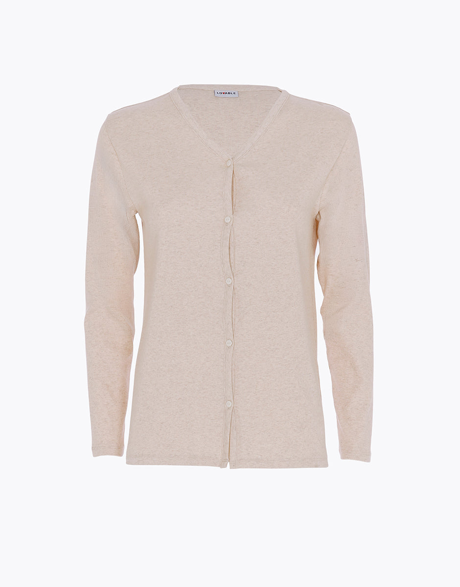Lovable Basic Soul cardigan aperto in cotone a costine beige melange