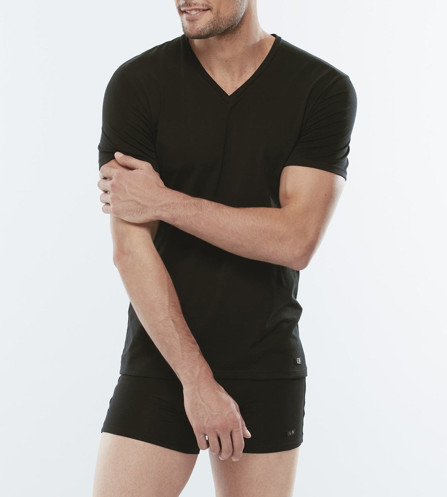 Lovable Basic Soul T-Shirt Cotton Stretch nera scollo V