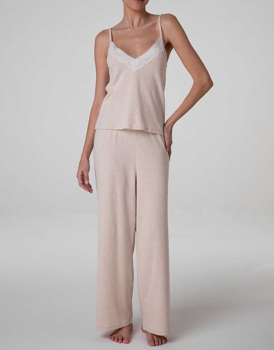 Lovable Basic Soul Pantaloni Lunghi in Cotone a Costine beige melange morbidi