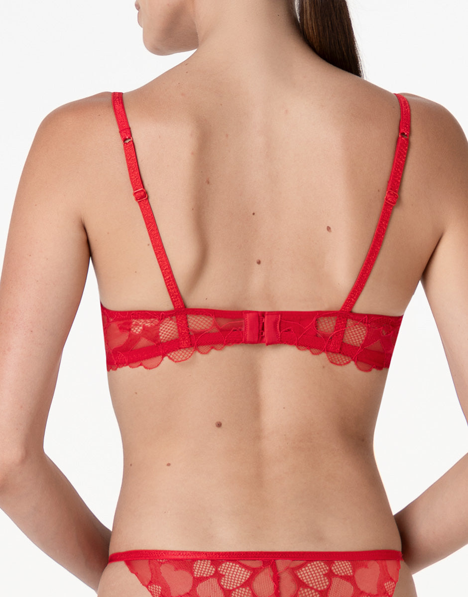 Lovable Garden Flowers Lace Romance Hearts Tulle reggiseno rosso con cuori