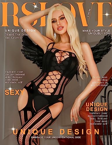 RSLOVE Bodystocking Fishnet & Stripe bodystocking nero taglia unica rete