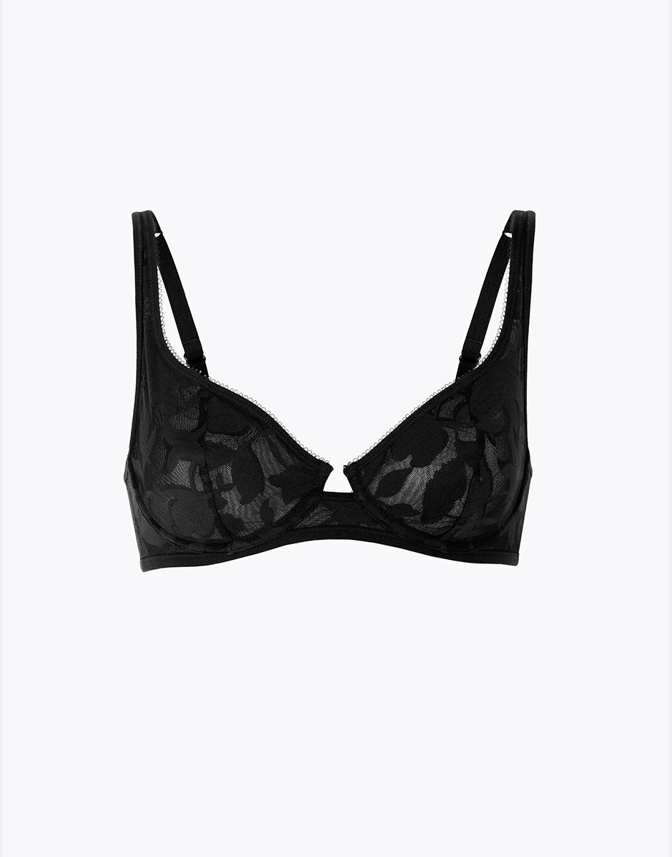 Lovable Garden Flowers Lace Modern Bloom Lace reggiseno balconcino nero