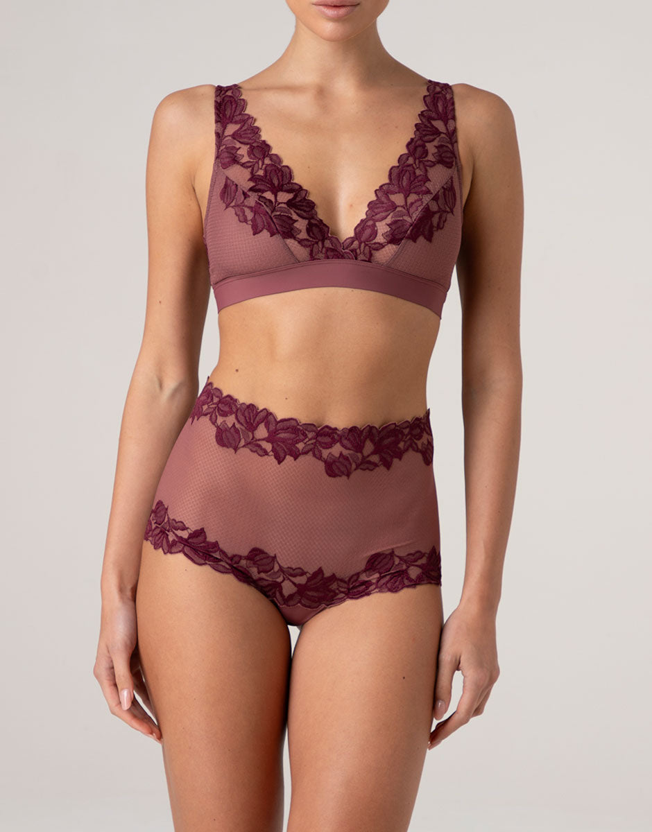 Lovable Garden Flowers Lace Elegant Muse reggiseno a vela amaranto e vinaccia