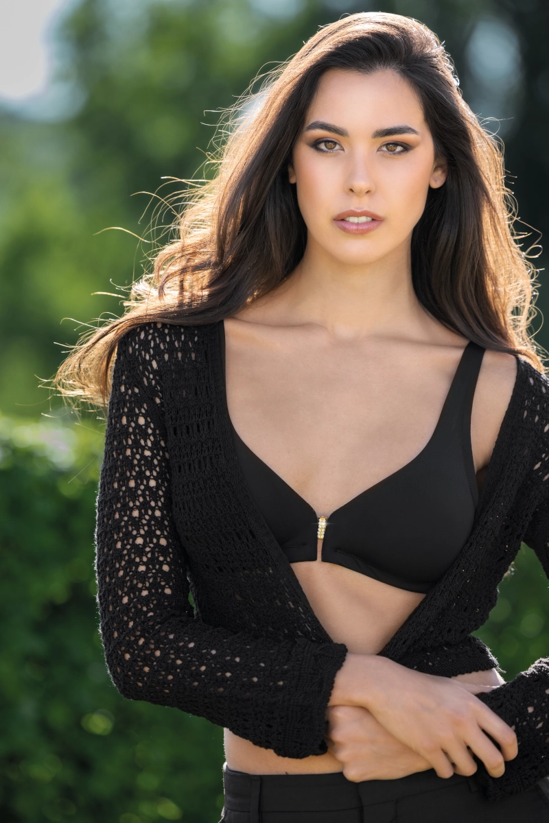 Leilieve Elegance reggiseno con gancio gioiello nero coppa B/C