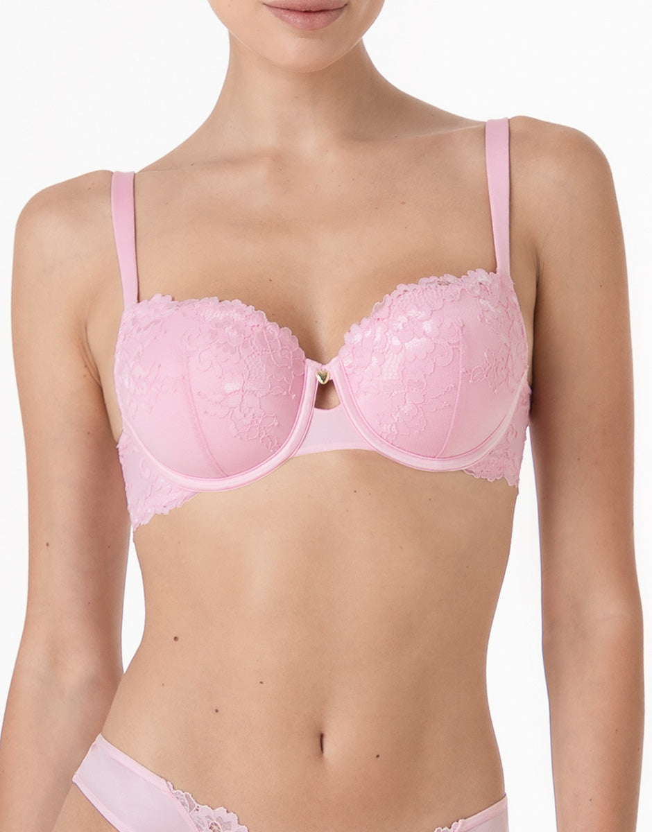 Lovable Lux Lace reggiseno balconette imbottito con ferretto rosa confetto