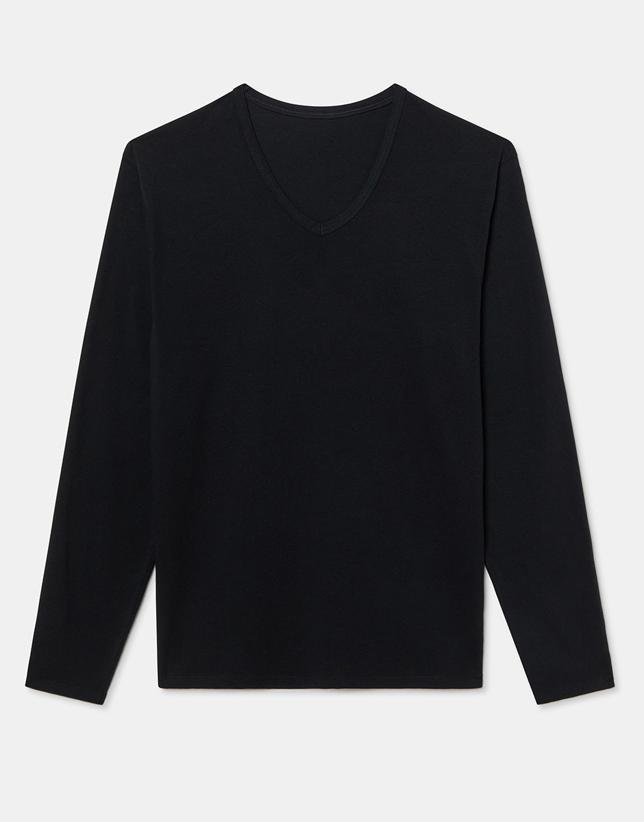 Lovable Basic Soul Maglia Manica Lunga scollo a V Cool Sensation nero cotone stretch