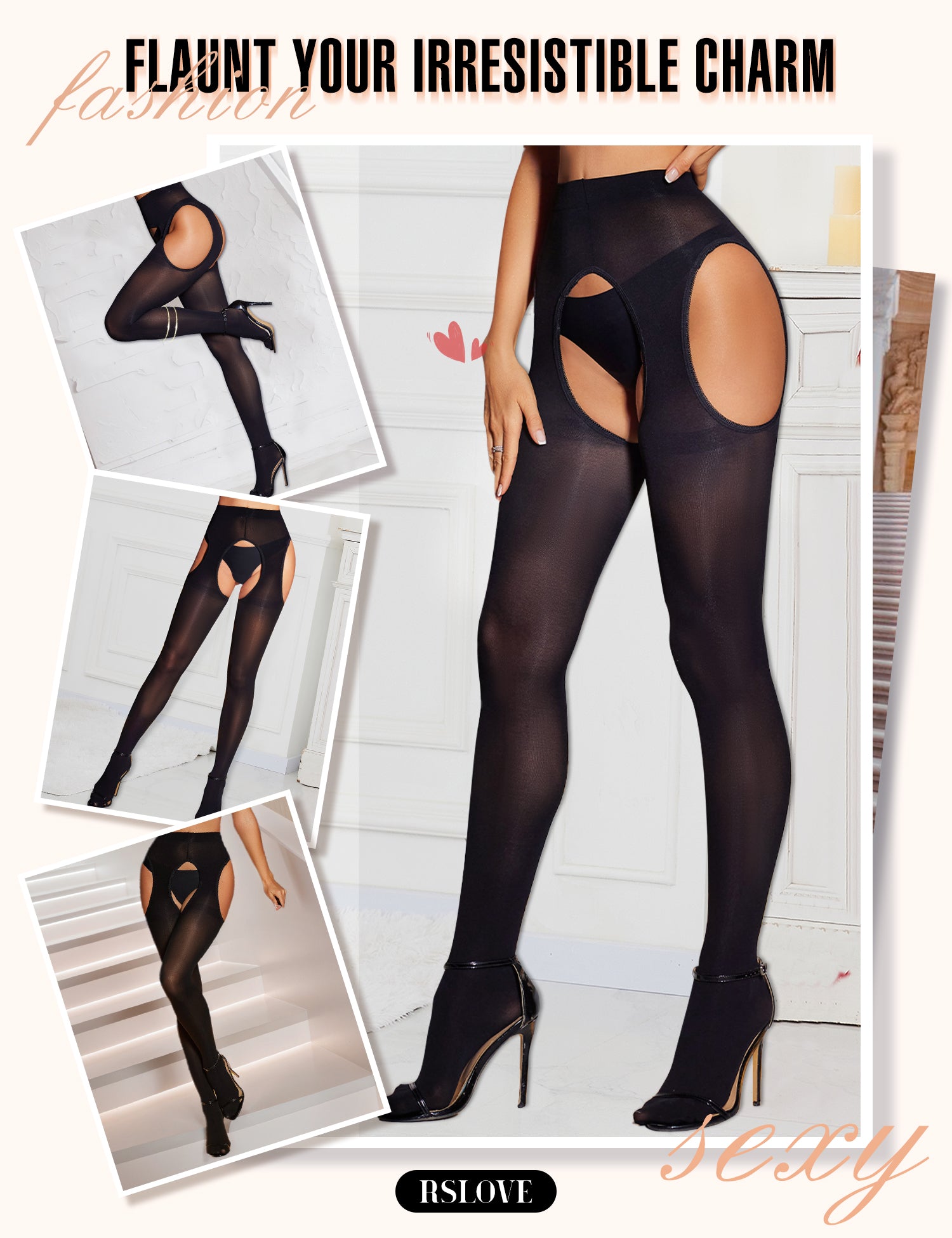 RSLOVE Tights collant reggicalze vita alta taglia unica, 80 denari