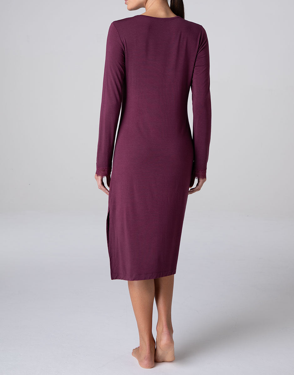 Lovable Basic Soul Elegant Modal camicia da notte lunga vinaccia