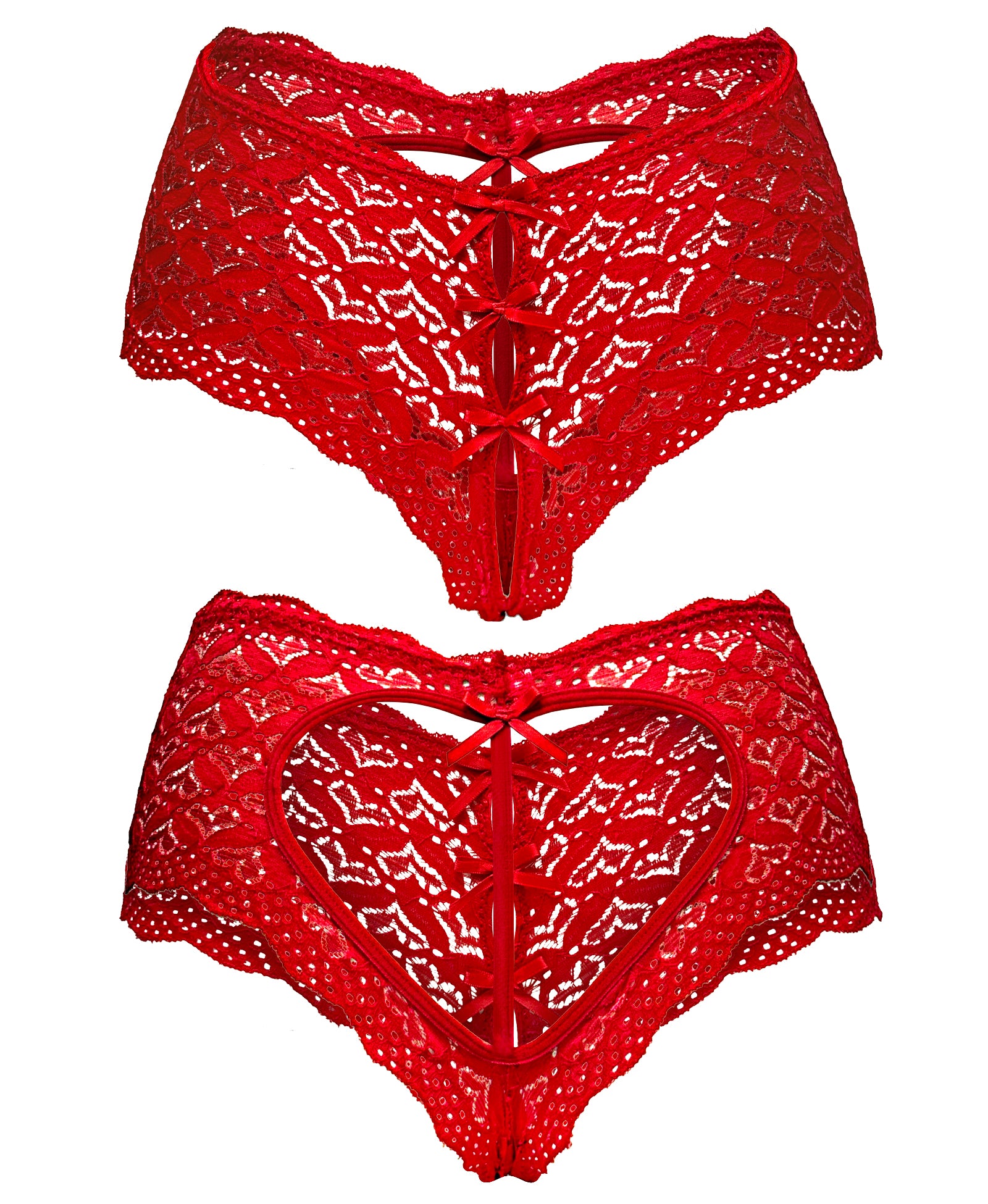 RSLOVE Lace Lingerie Heart Back Cheeky Panties culotte nere XL
